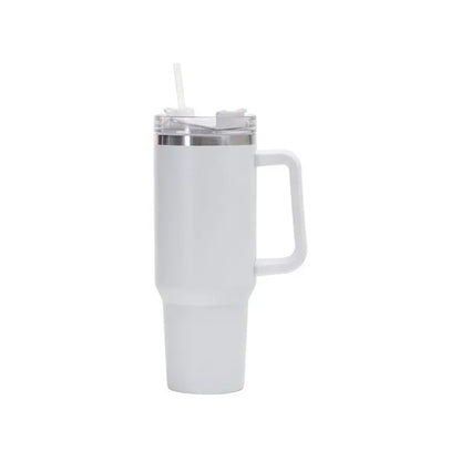 White Thermal Coffee Tumbler with Handle