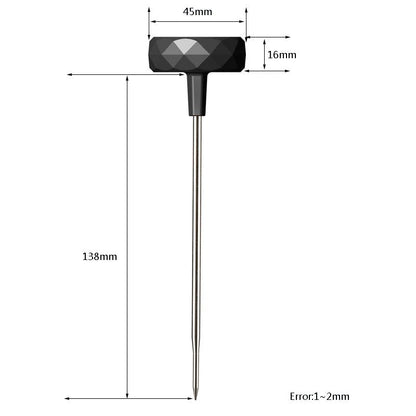 Digital thermometer with a long probe on a white background