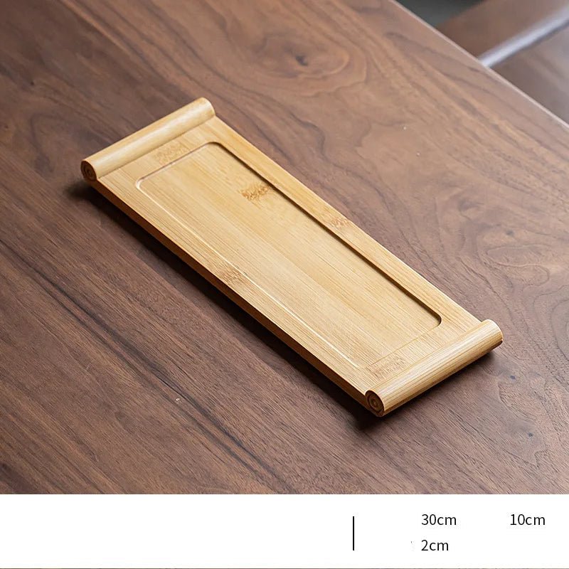 Wooden tray on a wooden surface with measurements indicated