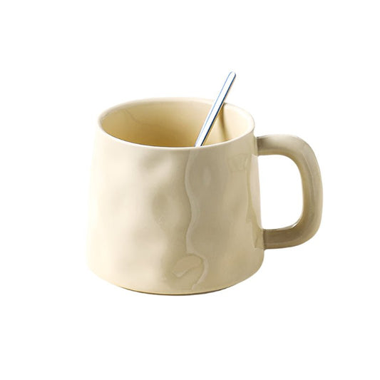 Beige Ceramic Coffee Mug with Spoon (380 ml)Utensils for Coffee