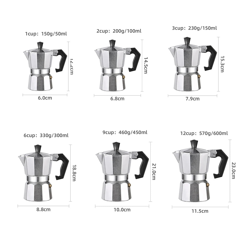 Classic Aluminium Moka Pot (5 Sizes)Utensils for Coffee
