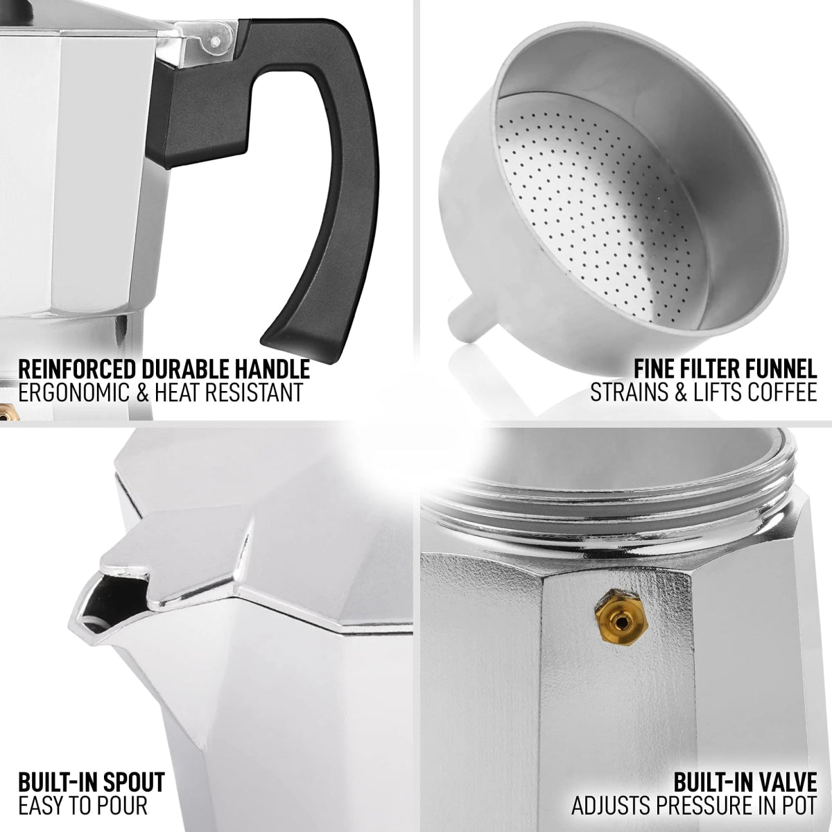 Classic Aluminium Moka Pot (5 Sizes)Utensils for Coffee