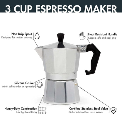 Classic Aluminium Moka Pot (5 Sizes)Utensils for Coffee