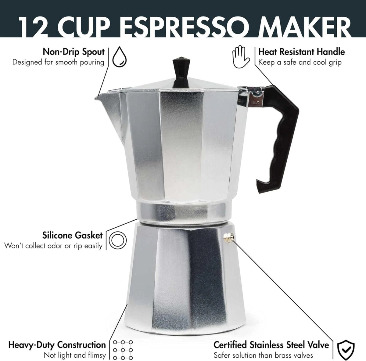 Classic Aluminium Moka Pot (5 Sizes)Utensils for Coffee