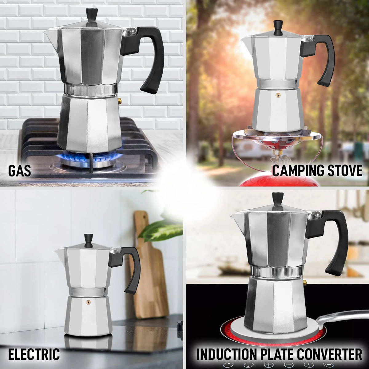 Classic Aluminium Moka Pot (5 Sizes)Utensils for Coffee