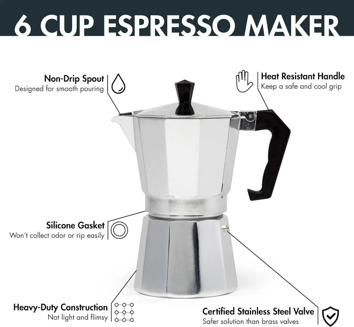 Classic Aluminium Moka Pot (5 Sizes)Utensils for Coffee