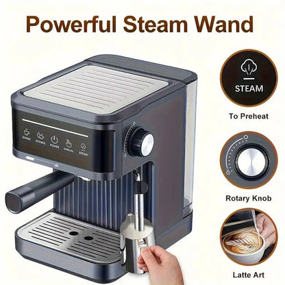 Compact 20 - Bar Stainless Steel Espresso Machine in Black Color with Automatic Milk FrotherUtensils for Coffee