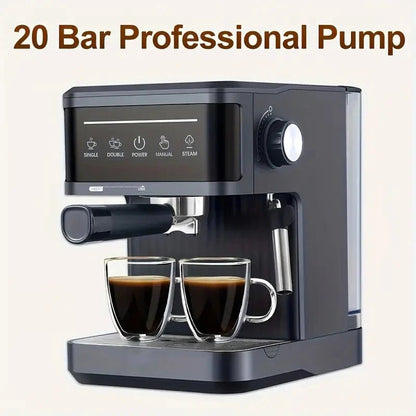 Compact 20 - Bar Stainless Steel Espresso Machine in Black Color with Automatic Milk FrotherUtensils for Coffee
