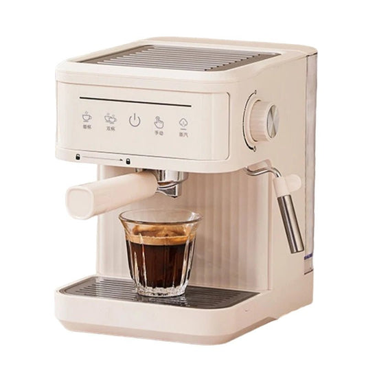 Compact 20 - Bar Stainless Steel Espresso Machine in Ivory Color with Automatic Milk FrotherUtensils for Coffee