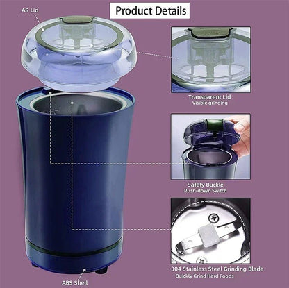 Compact Blue Electric Blade Coffee GrinderUtensils for Coffee