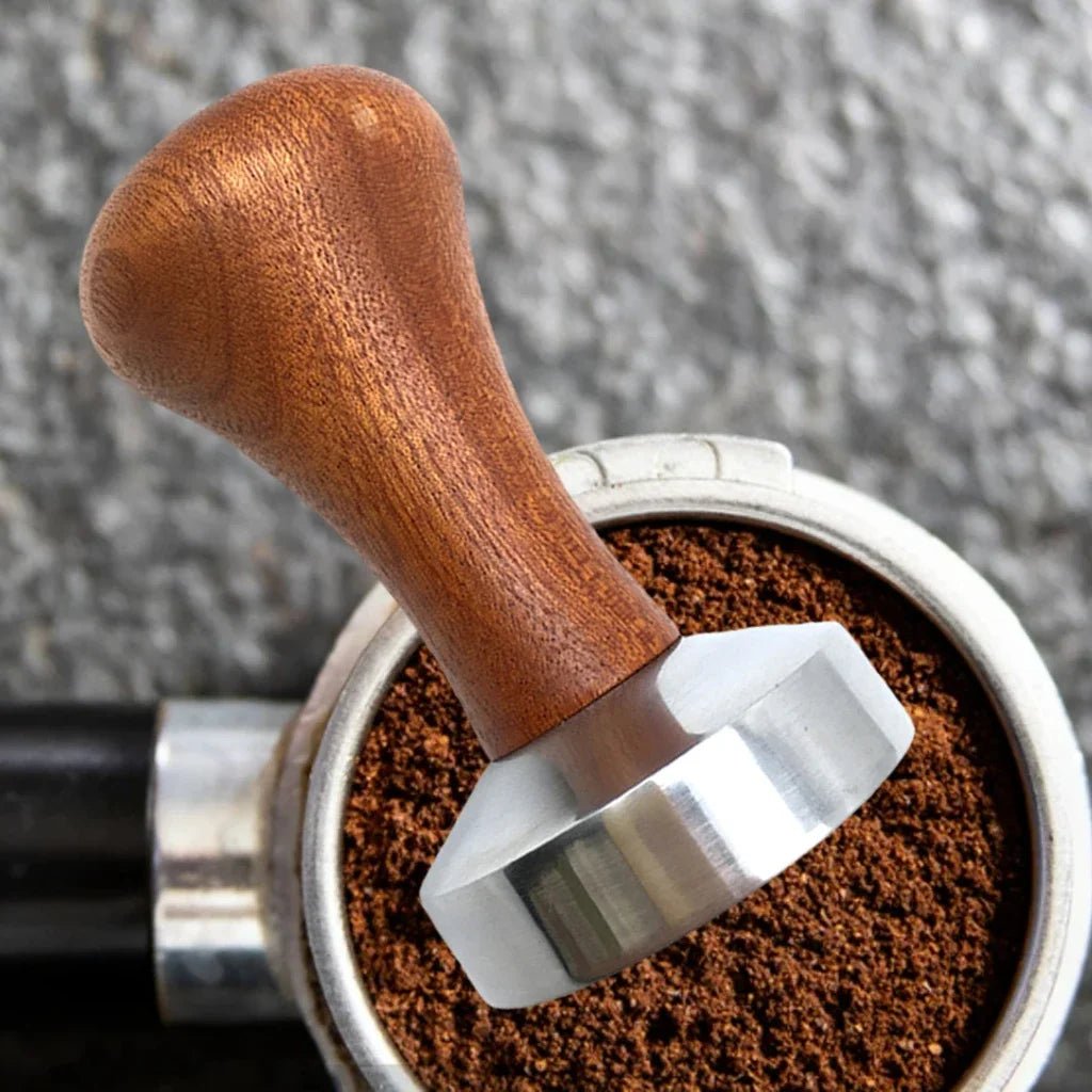 Espresso Coffee Tamper - Aluminum with Brown Wood Handle (3 Sizes)Utensils for Coffee