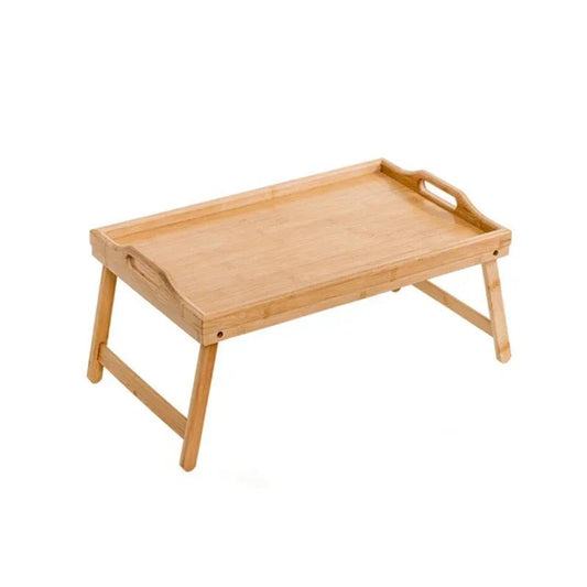 Wooden tray with handles on a white background
