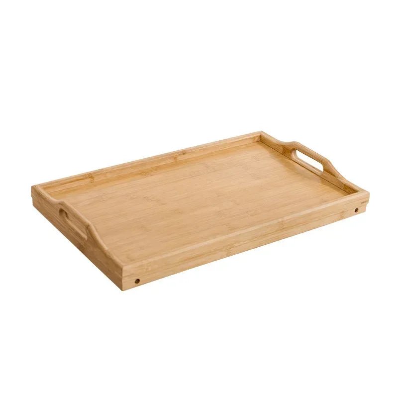Wooden tray with handles on a white background