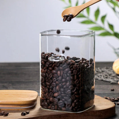 Glass Jar with Wooden Lid for Coffee Storage (3 Sizes)Utensils for Coffee