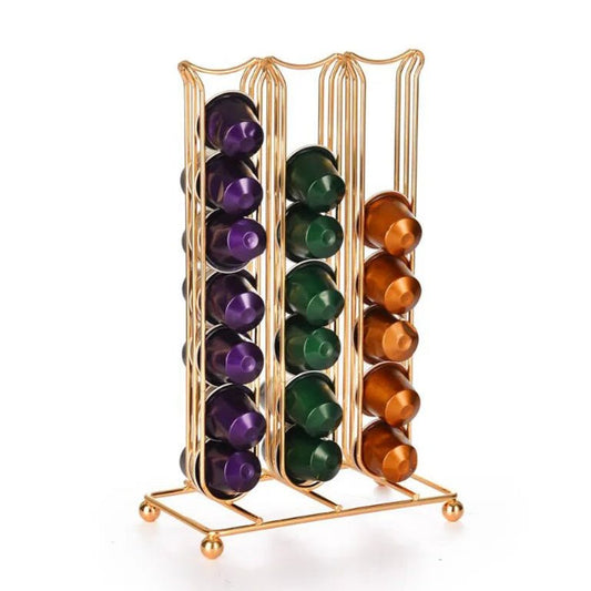 Golden Metallic Rack for Nespresso Coffee CapsulesUtensils for Coffee