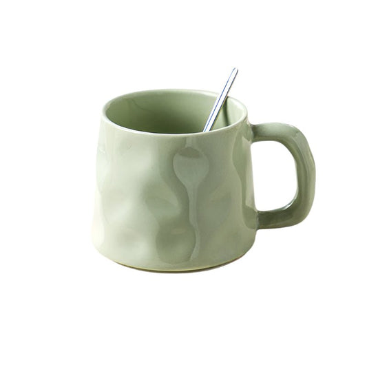 Green Ceramic Coffee Mug with Spoon (380 ml)Utensils for Coffee