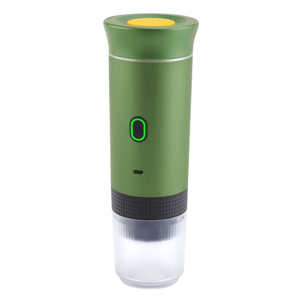 Green Portable Coffee Maker on a white background