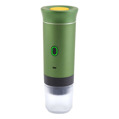 Green Portable Coffee Maker on a white background