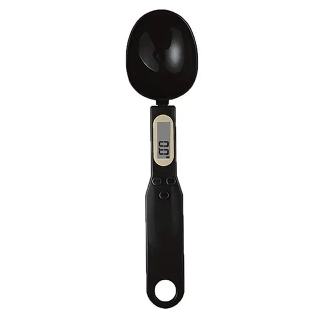 Black digital measuring spoon on a white background
