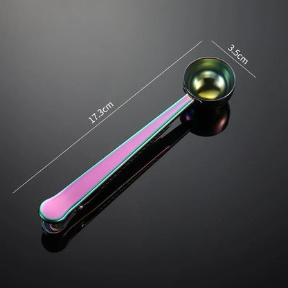 Measurement tool with a pink handle and green bowl on a black background