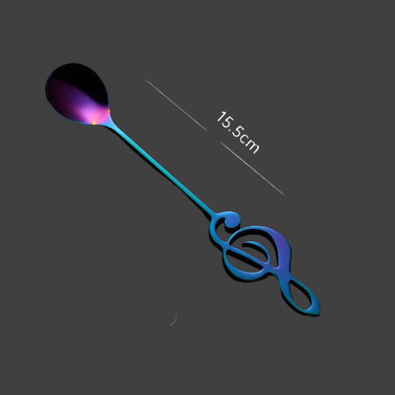 Colorful spoon with a measurement label on a dark background