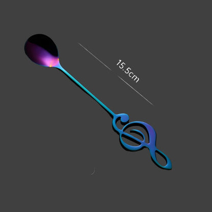 Colorful spoon with a measurement label on a dark background