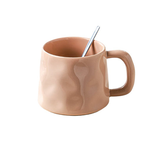 Pink Ceramic Coffee Mug with Spoon (380 ml)Utensils for Coffee
