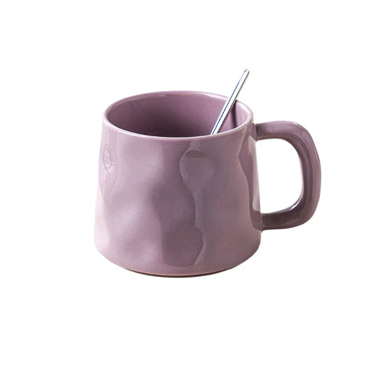 Purple Ceramic Coffee Mug with Spoon (380 ml)Utensils for Coffee