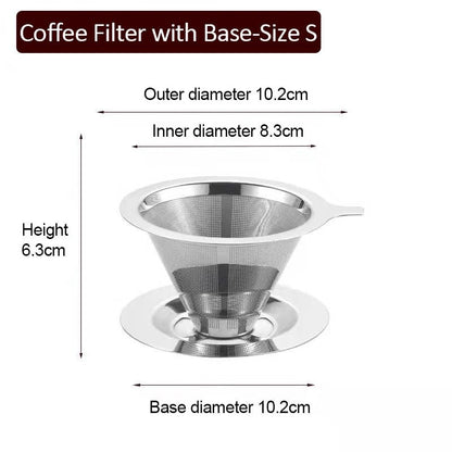 Reusable Stainless - Steel Coffee Filter With BaseUtensils for Coffee