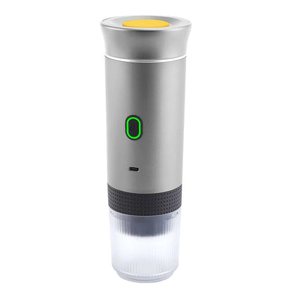 Silvery Portable Coffee Maker on a white background