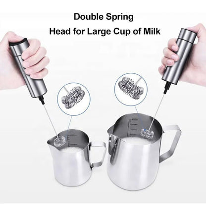 Sleek Steel Color Handheld Milk FrotherUtensils for Coffee