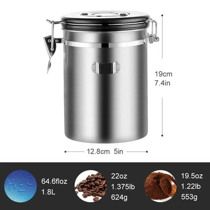 Stainless Steel Coffee Bean Storage Container (2 Sizes)Utensils for Coffee