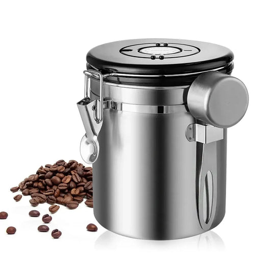 Stainless Steel Coffee Bean Storage Container with Scoop (2 Sizes)Utensils for Coffee