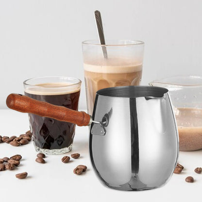 Stainless Steel Turkish Coffee Pot with Wooden Handle