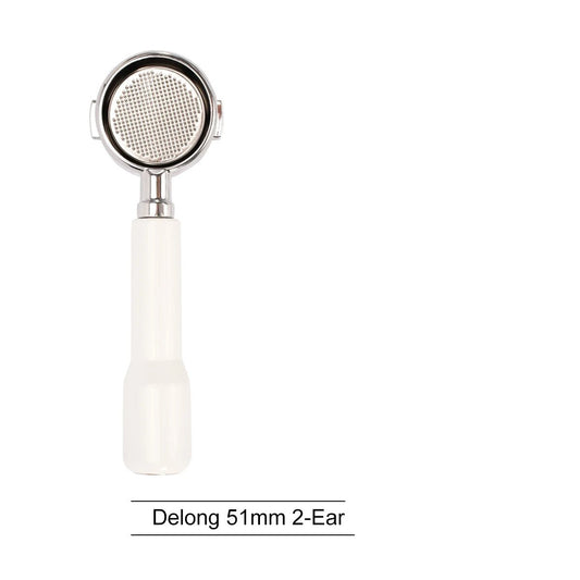 White - 51mm Bottomless Coffee Portafilter with 2 EarsUtensils for Coffee