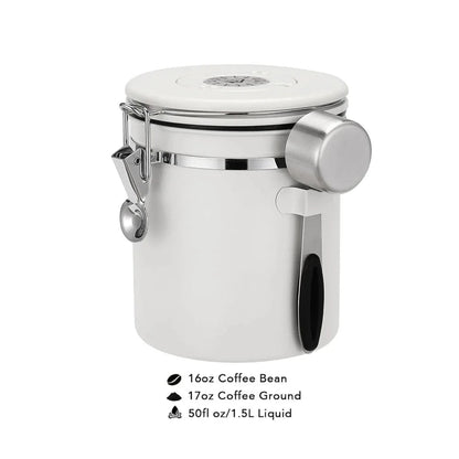 White Coffee Bean Storage Container with Scoop (3 Sizes)Utensils for Coffee