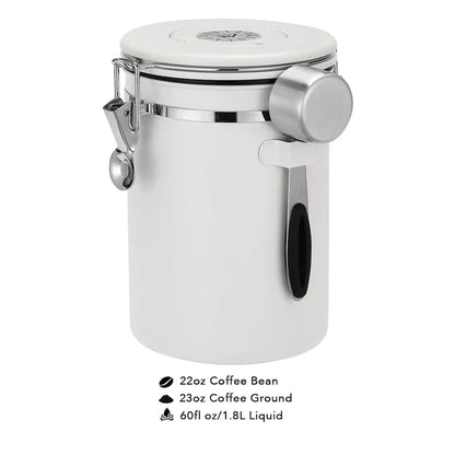 White Coffee Bean Storage Container with Scoop (3 Sizes)Utensils for Coffee
