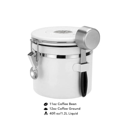 White Coffee Bean Storage Container with Scoop (3 Sizes)Utensils for Coffee